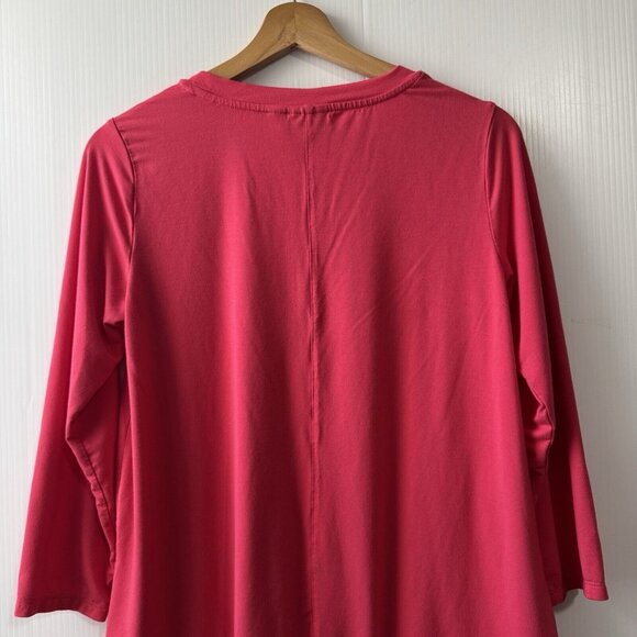 LOGO by Lori Goldstein Rayon Tunic Top with Lace Hem Tea Berry Pockets Sz XS - Picture 12 of 16